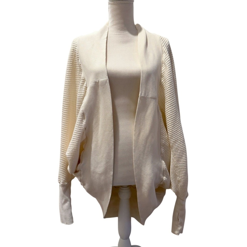 Free People FP One Deva Cream Waffle Knit Cocoon Cardigan Boho Oversized XS/S